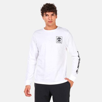 Timberland Men's Stack Logo Long Sleeve T-Shirt White