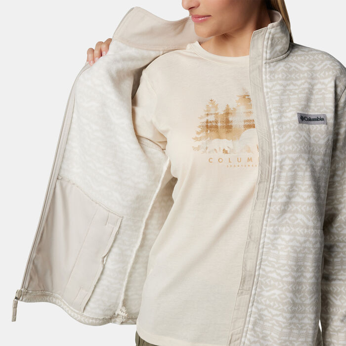 Columbia Women's Sweater Weather Printed Full-Zip Jacket White Columbia Women's Sweater Weather Printed Full-Zip Jacket White image number 3