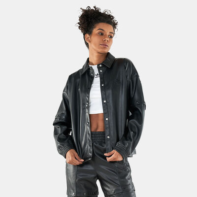 adidas Originals Women's Always Original Faux Leather Track Jacket Black