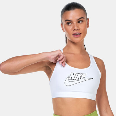Nike Women's Swoosh Medium-Support Padded Logo Sports Bra White