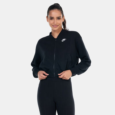 Nike Women's Sportswear Club Fleece Cropped Full-Zip Jacket Black