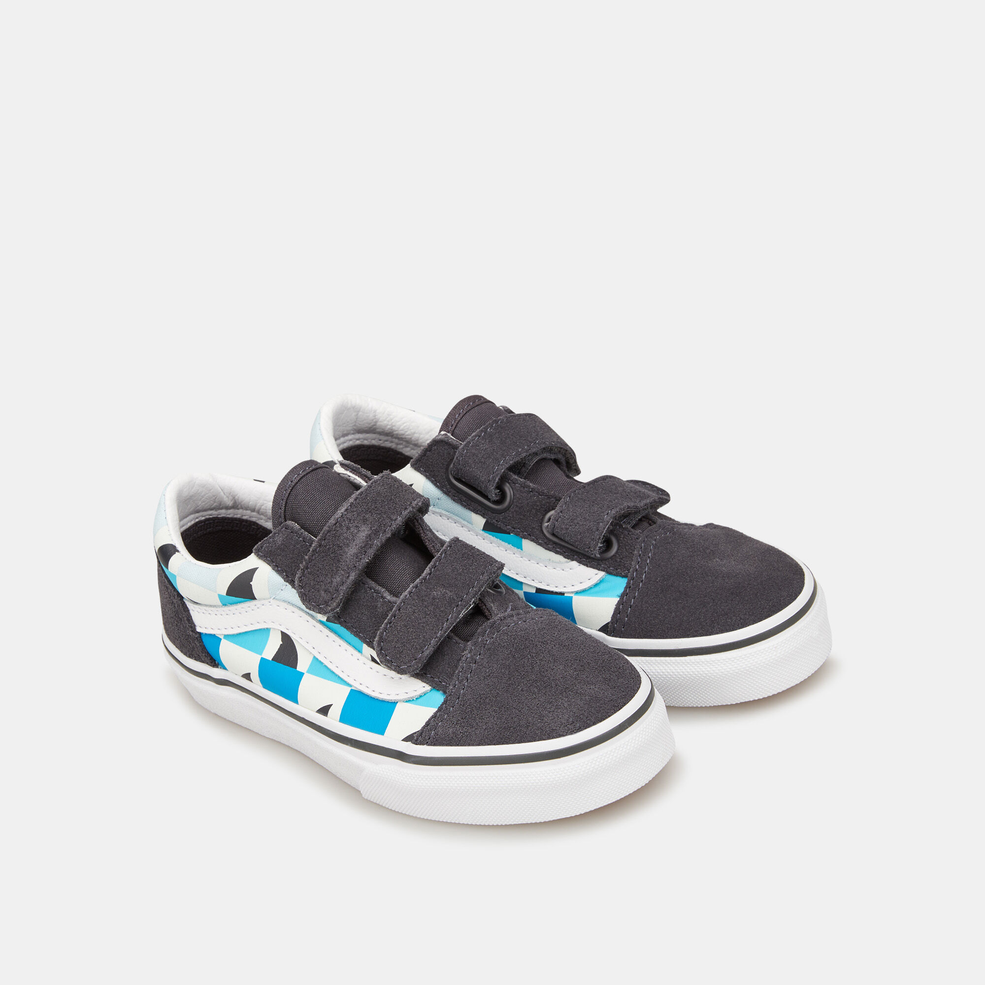 Kids Glow Checkerboard Sharks Old Skool Unisex Shoe Grey Vans in Qatar SSS