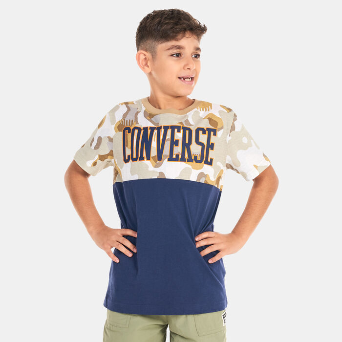 Converse Kids' Blocked Camo T-Shirt Blue Converse Kids' Blocked Camo T-Shirt Blue image number 0