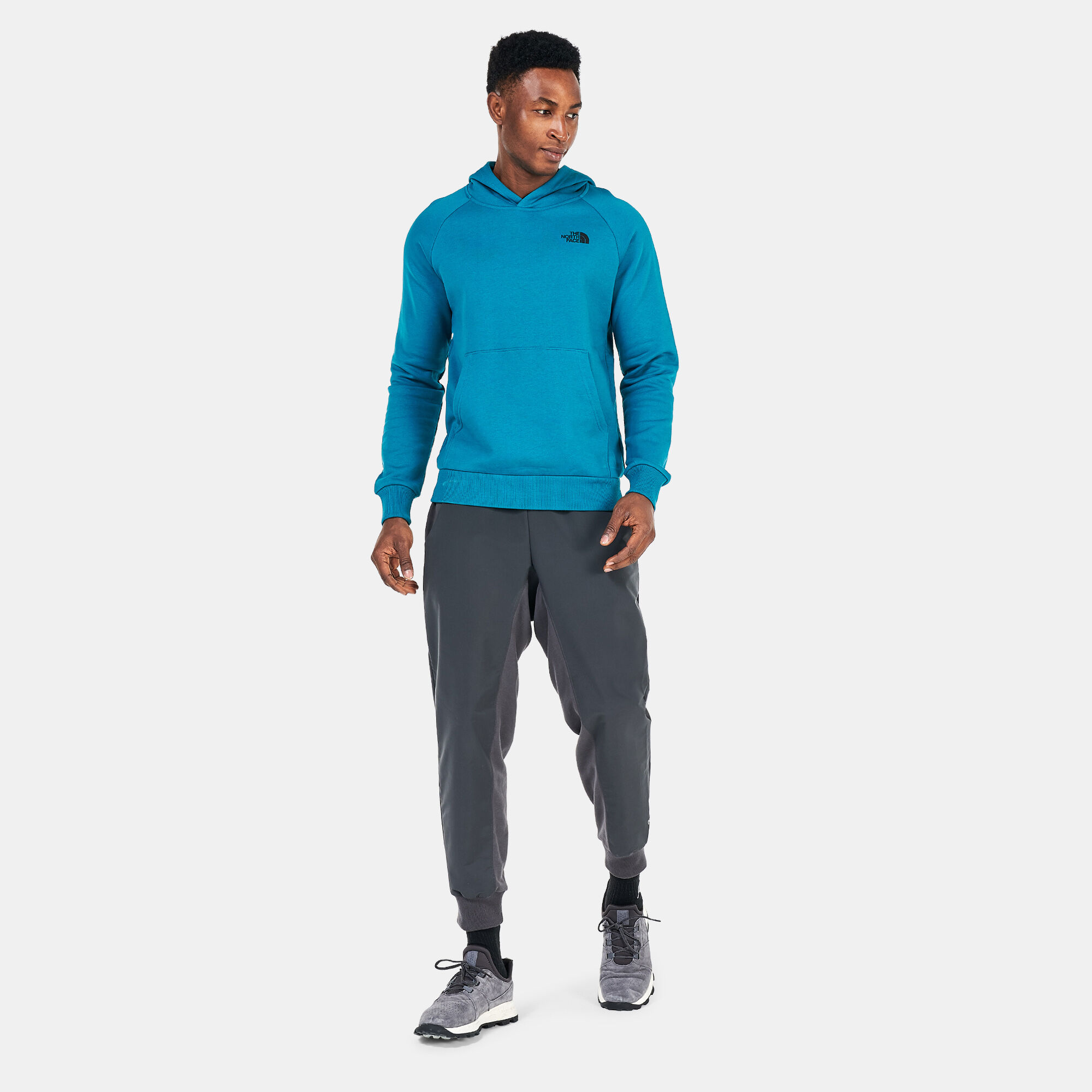 The north face raglan red box hoodie in black online