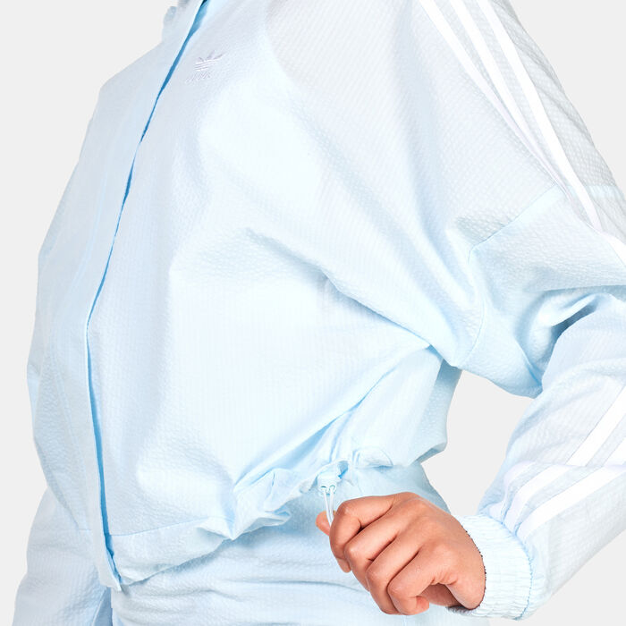 adidas Originals Women's Adicolor Classics Poplin Hooded Track Jacket Blue adidas Originals Women's Adicolor Classics Poplin Hooded Track Jacket Blue image number 3
