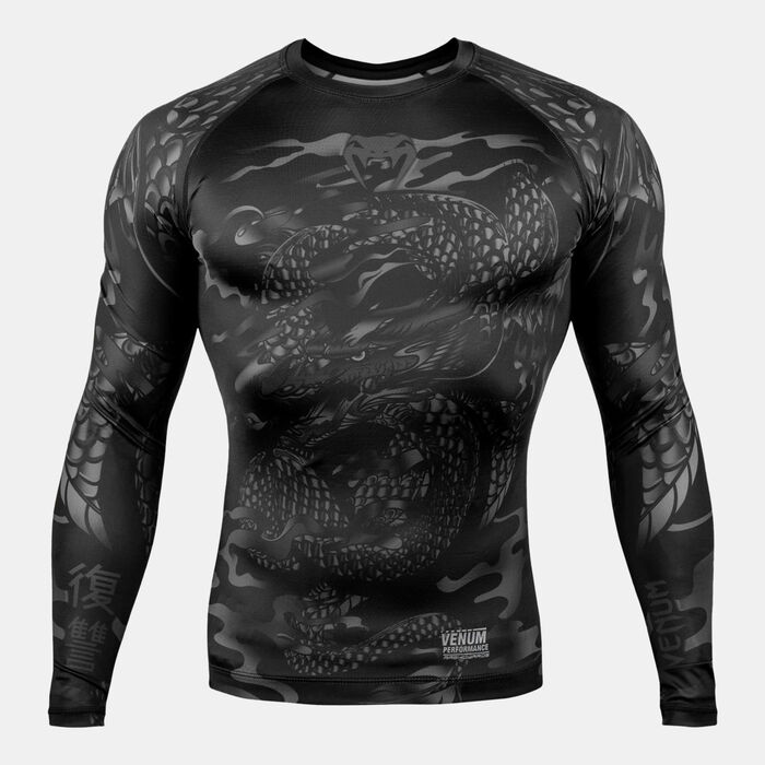 Venum Men's Dragon's Flight Long Sleeve Rashguard T-Shirt Black Venum Men's Dragon's Flight Long Sleeve Rashguard T-Shirt Black image number 0