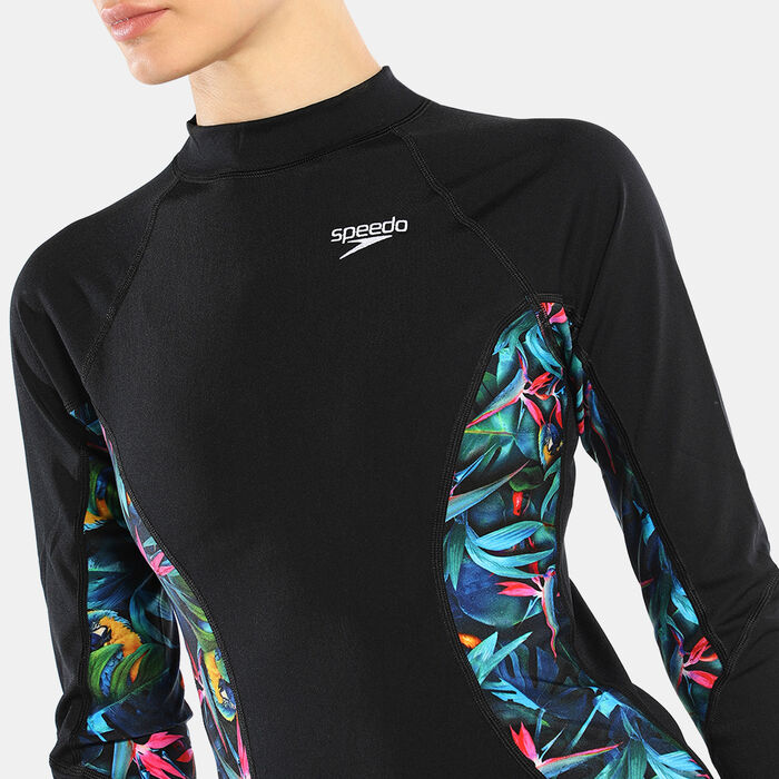 Speedo Women's Printed Rashguard Black Speedo Women's Printed Rashguard Black image number 3