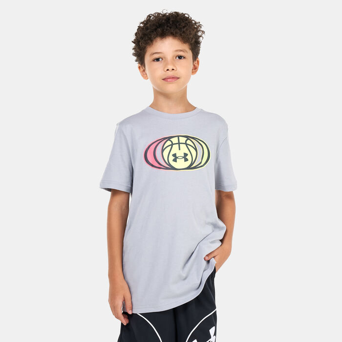 Under Armour Kids' UA B-Ball Gradient Symbol T-Shirt Grey Under Armour Kids' UA B-Ball Gradient Symbol T-Shirt Grey image number 0