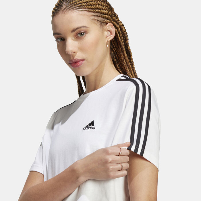 adidas Women's Essentials 3-Stripes Crop Top White adidas Women's Essentials 3-Stripes Crop Top White image number 3
