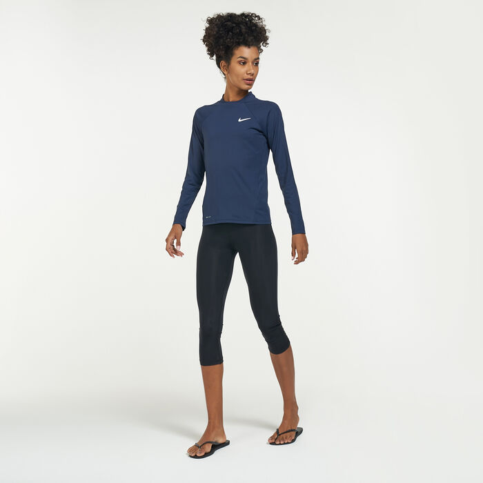 Nike Swim Women's Essential Long Sleeve Hydroguard Rashguard Blue Nike Swim Women's Essential Long Sleeve Hydroguard Rashguard Blue image number 2