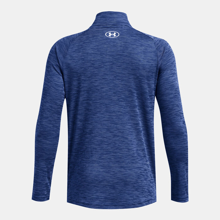 Under Armour Kids' UA Tech Textured 1/2-Zip Training Top Blue Under Armour Kids' UA Tech Textured 1/2-Zip Training Top Blue image number 1