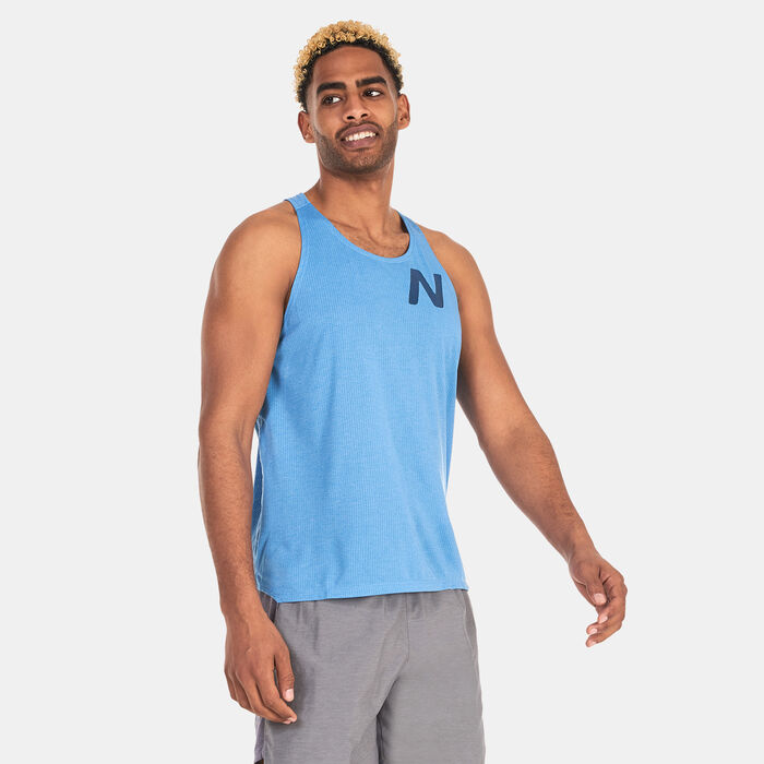 New Balance Men's Graphic Impact Run Tank Top Blue New Balance Men's Graphic Impact Run Tank Top Blue image number 0