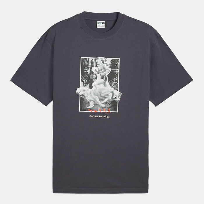 PUMA Men's Club de Course Graphic T-Shirt Grey PUMA Men's Club de Course Graphic T-Shirt Grey image number 0