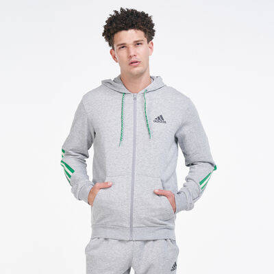 adidas Men's 3-Stripes Tape Hoodie Grey