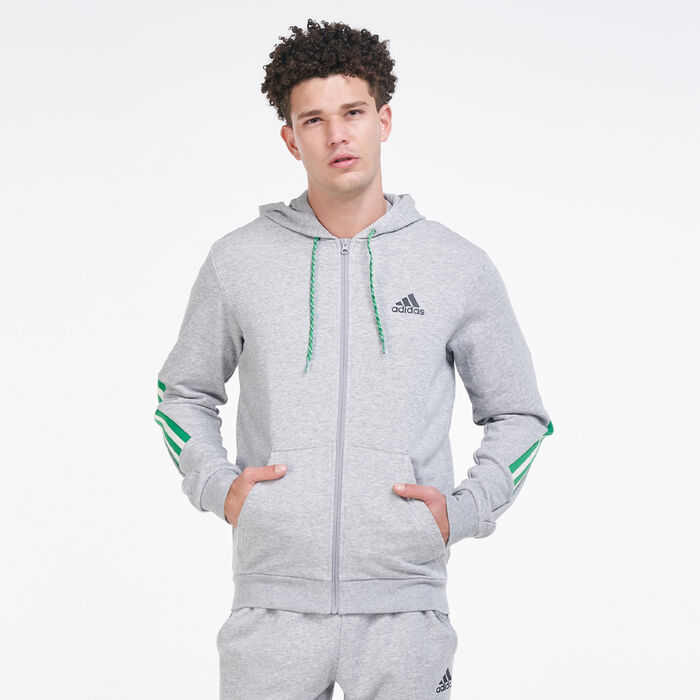 adidas Men's 3-Stripes Tape Hoodie Grey image number 0