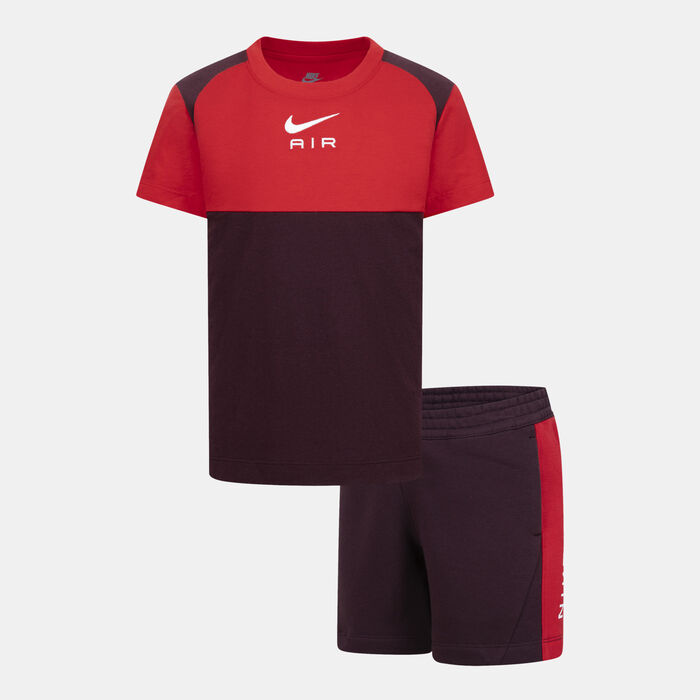 Nike Kids' Air Fleece T-Shirt and Shorts Set Red image number 0