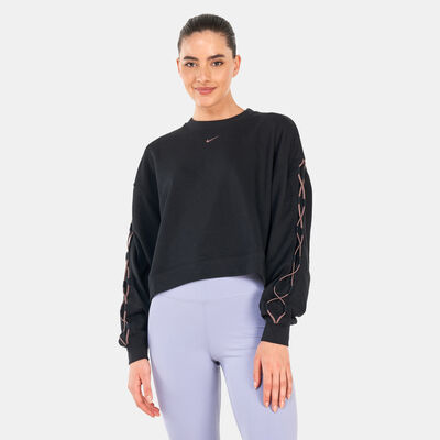 Nike Women's Dri-FIT Get Fit French Terry Crewneck Novelty Sweatshirt Black