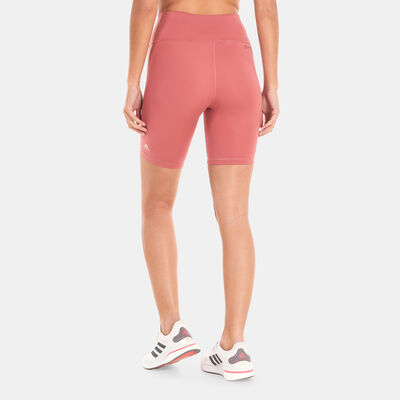 adidas Women's Optime Trainicons 3-Stripes Bike Shorts Red