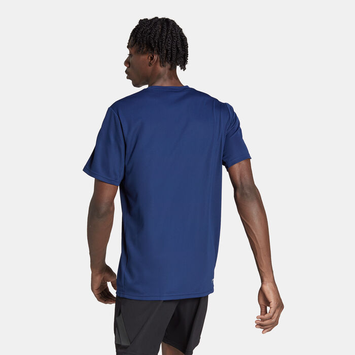 adidas Men's Train Essentials 3-Stripes Training T-Shirt Blue adidas Men's Train Essentials 3-Stripes Training T-Shirt Blue image number 1