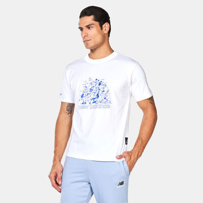 New Balance Men's Athletics Aron Leah Group Fun T-Shirt White