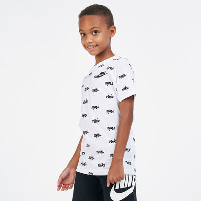 Nike Kids' Sportswear Script Printed T-Shirt White