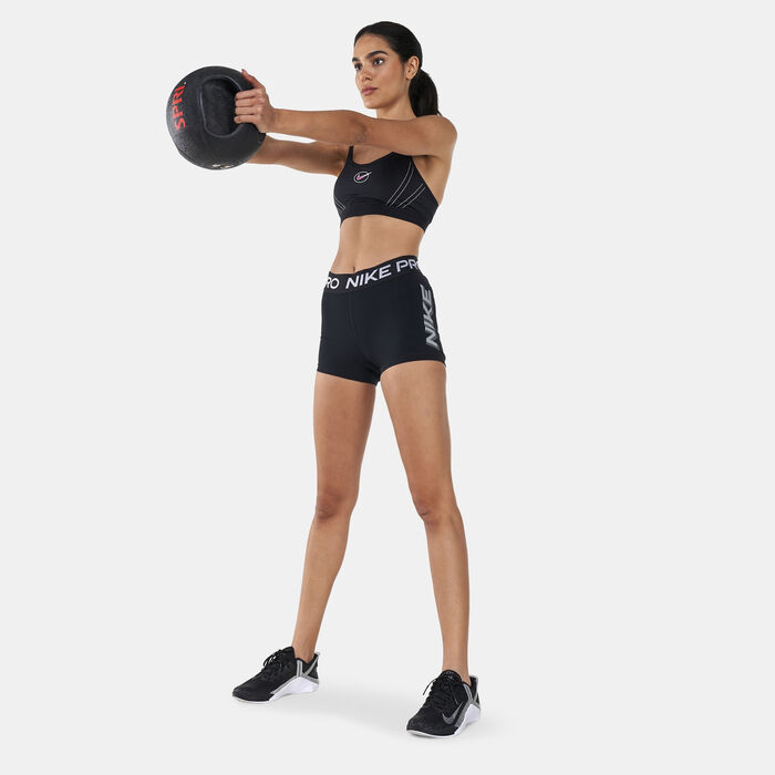 Nike Women's Pro Dri-FIT Graphic 3-Inch Shorts White image number 2