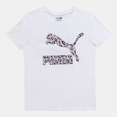 PUMA Kids' Classics Summer Roar Logo T-Shirt White