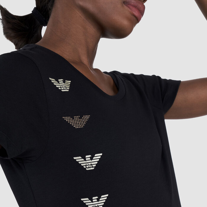 EA7 Emporio Armani Women's Train Logo Series Multilogo T-Shirt Black EA7 Emporio Armani Women's Train Logo Series Multilogo T-Shirt Black image number 3
