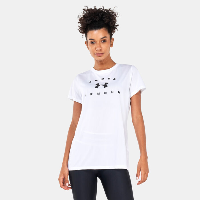 Under Armour Women's Tech Solid Logo Arch SSC T-Shirt White image number 0
