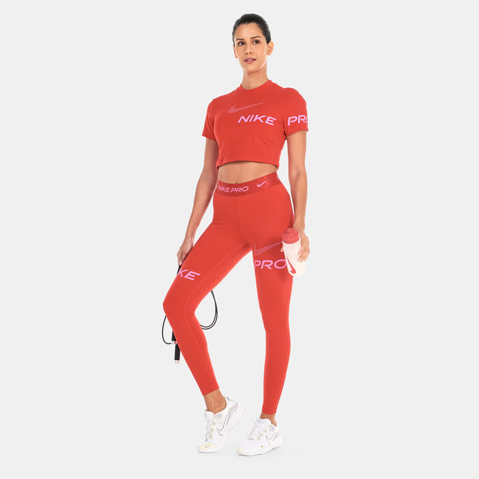 Nike Women's Dri-FIT Crop Top Red Nike Women's Dri-FIT Crop Top Red image number 2
