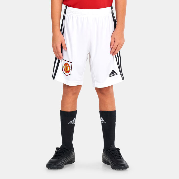 adidas Kids' Manchester United Home Shorts - 2022/23 White adidas Kids' Manchester United Home Shorts - 2022/23 White image number 0