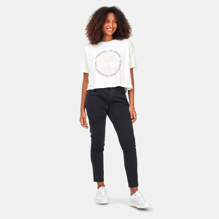 Timberland Women's Cropped Logo T-Shirt White Timberland Women's Cropped Logo T-Shirt White image number 2