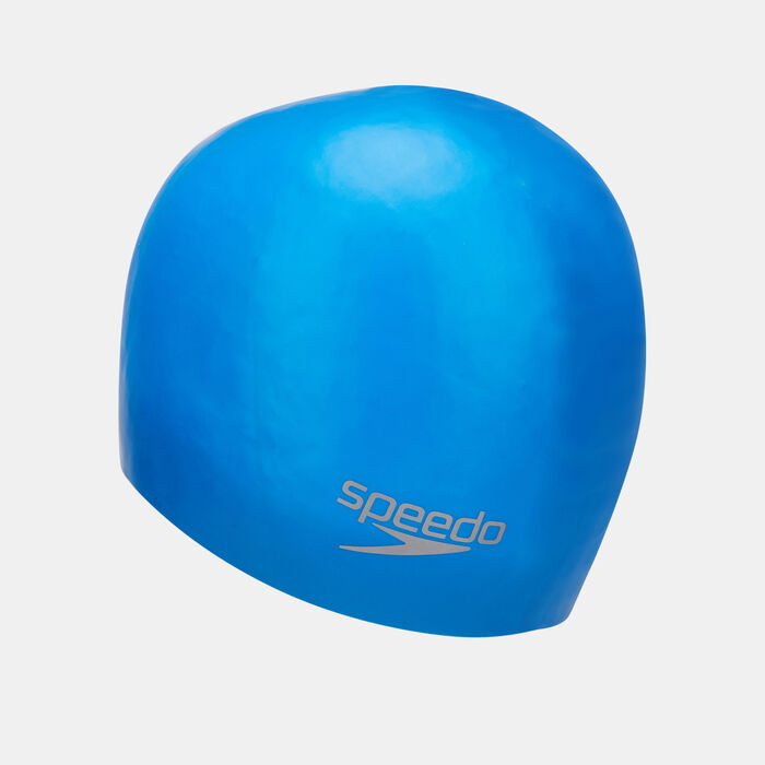 Speedo Plain Moulded Swimming Cap Blue image number 1