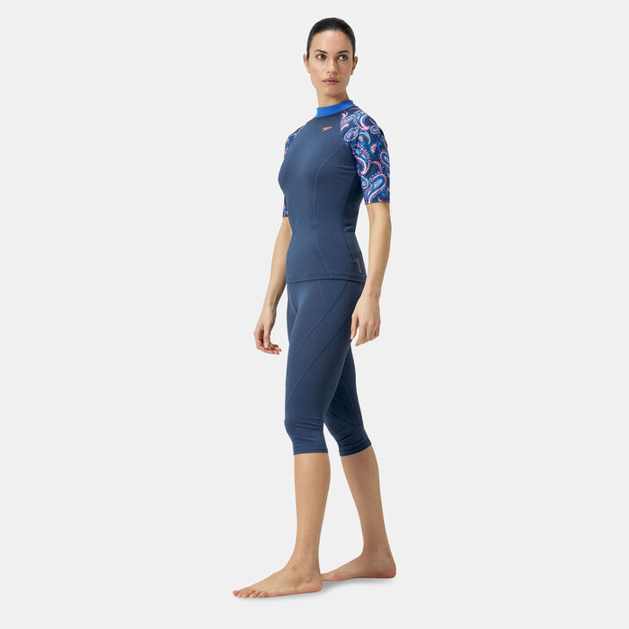 Speedo Women's Panel 3/4 Swimming Pants Blue Speedo Women's Panel 3/4 Swimming Pants Blue image number 2