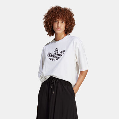 adidas Originals Women's Originals Houndstooth Trefoil Infill T-Shirt White