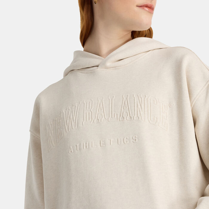 New Balance Women's Embossed Graphic Fleece Hoodie Brown New Balance Women's Embossed Graphic Fleece Hoodie Brown image number 3