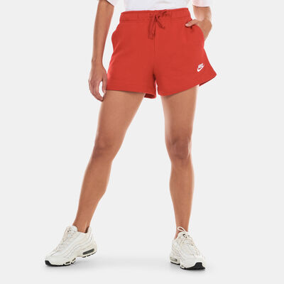 Nike Women's Sportswear Club Fleece Mid-Rise Shorts Red
