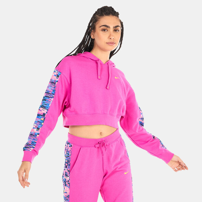 Nike Women's Dri-FIT Allover Print Hoodie Pink Nike Women's Dri-FIT Allover Print Hoodie Pink image number 0