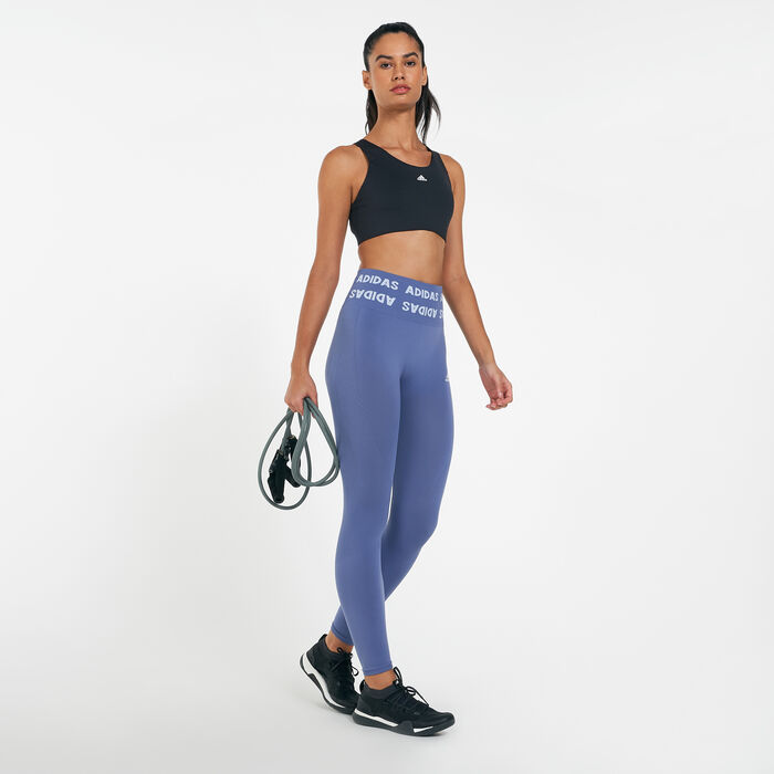 adidas Women's Training Aeroknit 7/8 High-Rise Leggings Purple adidas Women's Training Aeroknit 7/8 High-Rise Leggings Purple image number 2