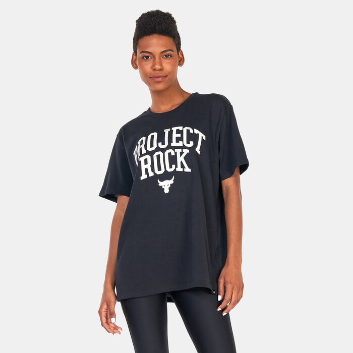 Under Armour Women's Project Rock Heavyweight Campus T-Shirt Black image number 0
