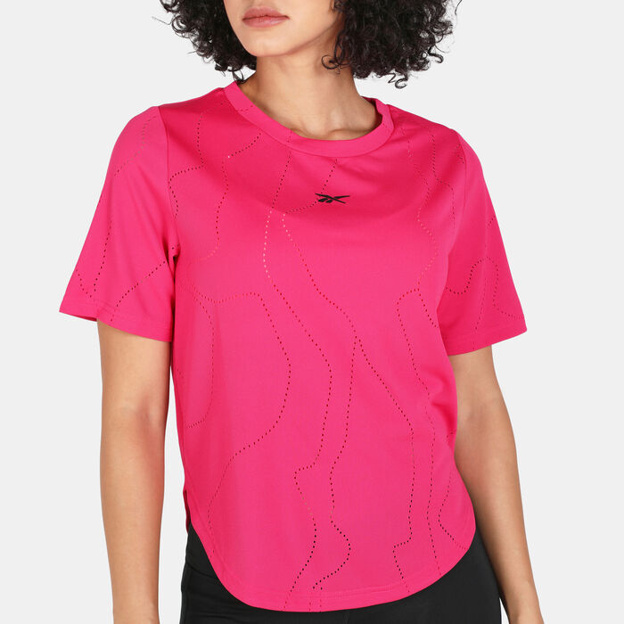 Reebok Women's United By Fitness Perforated T-Shirt Pink Reebok Women's United By Fitness Perforated T-Shirt Pink image number 3