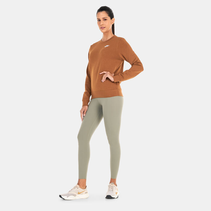 Nike Women's Sportswear Club Fleece Crewneck Sweatshirt Brown Nike Women's Sportswear Club Fleece Crewneck Sweatshirt Brown image number 2