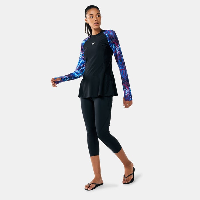 Speedo Women's Modest Deluxe Long Sleeve Fashion Swimming Tunic Black Speedo Women's Modest Deluxe Long Sleeve Fashion Swimming Tunic Black image number 2