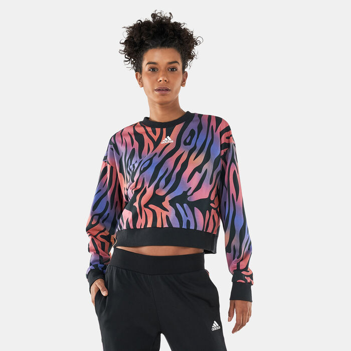 adidas Women's Tiger-Print Sweatshirt Multi image number 0