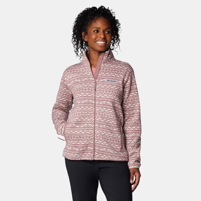 Columbia Women's Sweater Weather Printed Full-Zip Jacket Purple Columbia Women's Sweater Weather Printed Full-Zip Jacket Purple image number 0