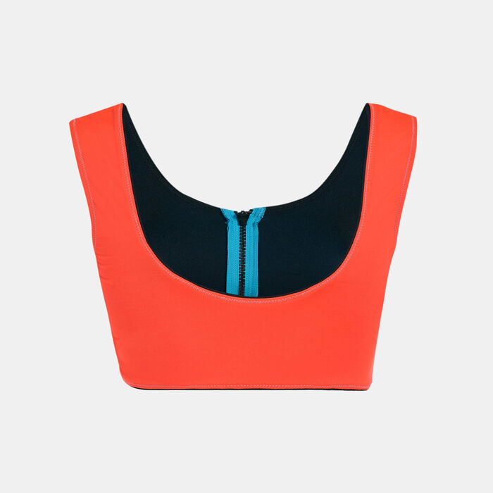 Nike Swim Women's Colourblock Midkini Swimming Bikini Top Red Nike Swim Women's Colourblock Midkini Swimming Bikini Top Red image number 1