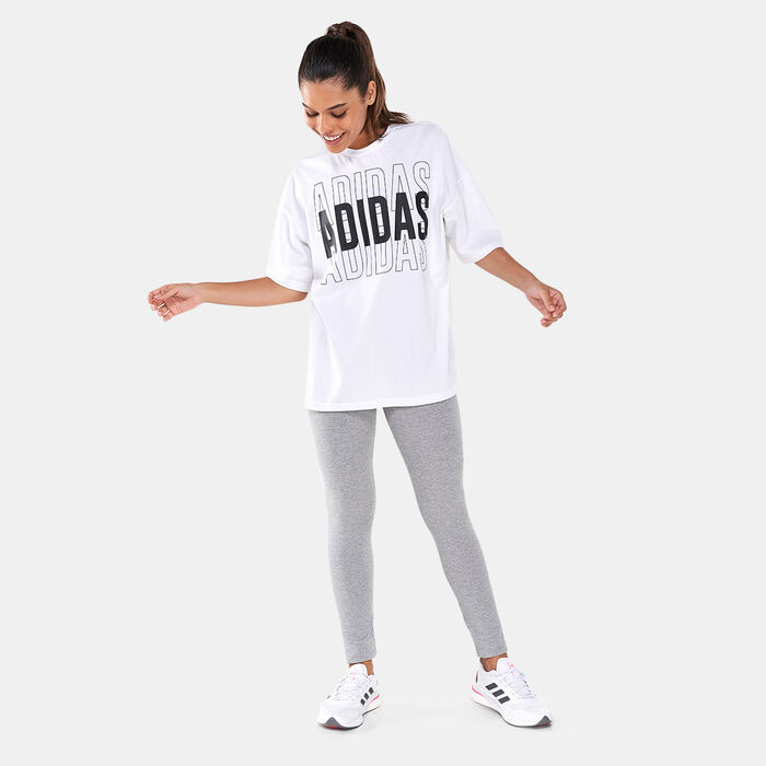 adidas Women's Essentials Repeat Logo Oversized T-Shirt White adidas Women's Essentials Repeat Logo Oversized T-Shirt White image number 2