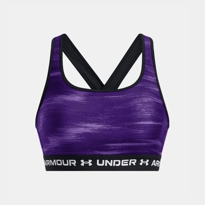 Under Armour Women's Armour Medium Support Printed Sports Bra Purple Under Armour Women's Armour Medium Support Printed Sports Bra Purple image number 0