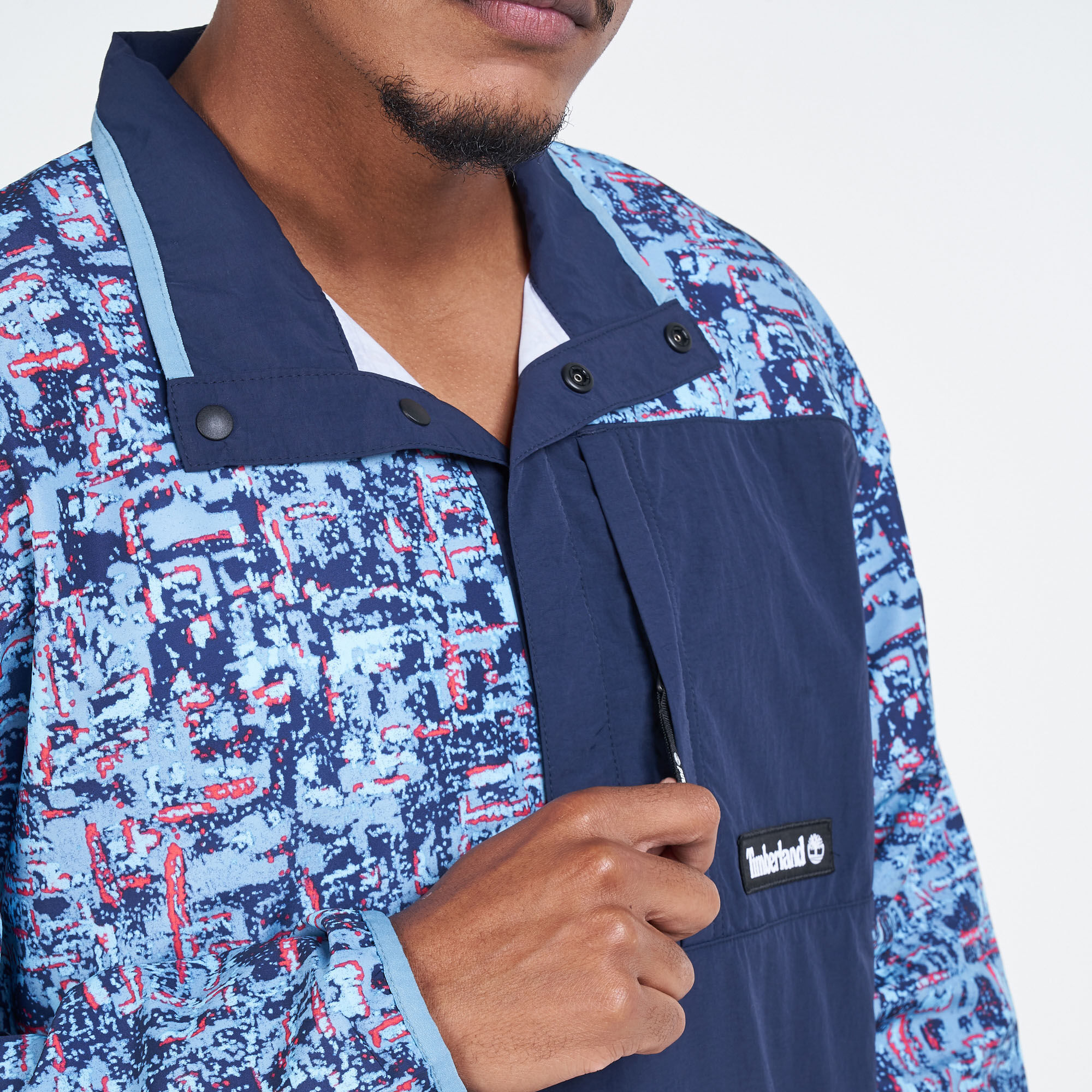 Men's YC Summer Allover Print Packable Anorak Jacket Blue